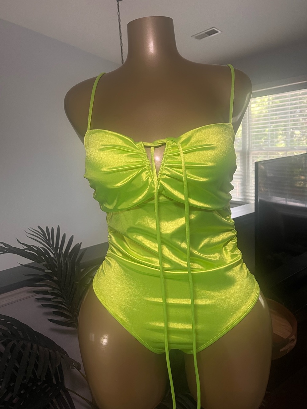 Neon Green Strappy Women's Bodysuit